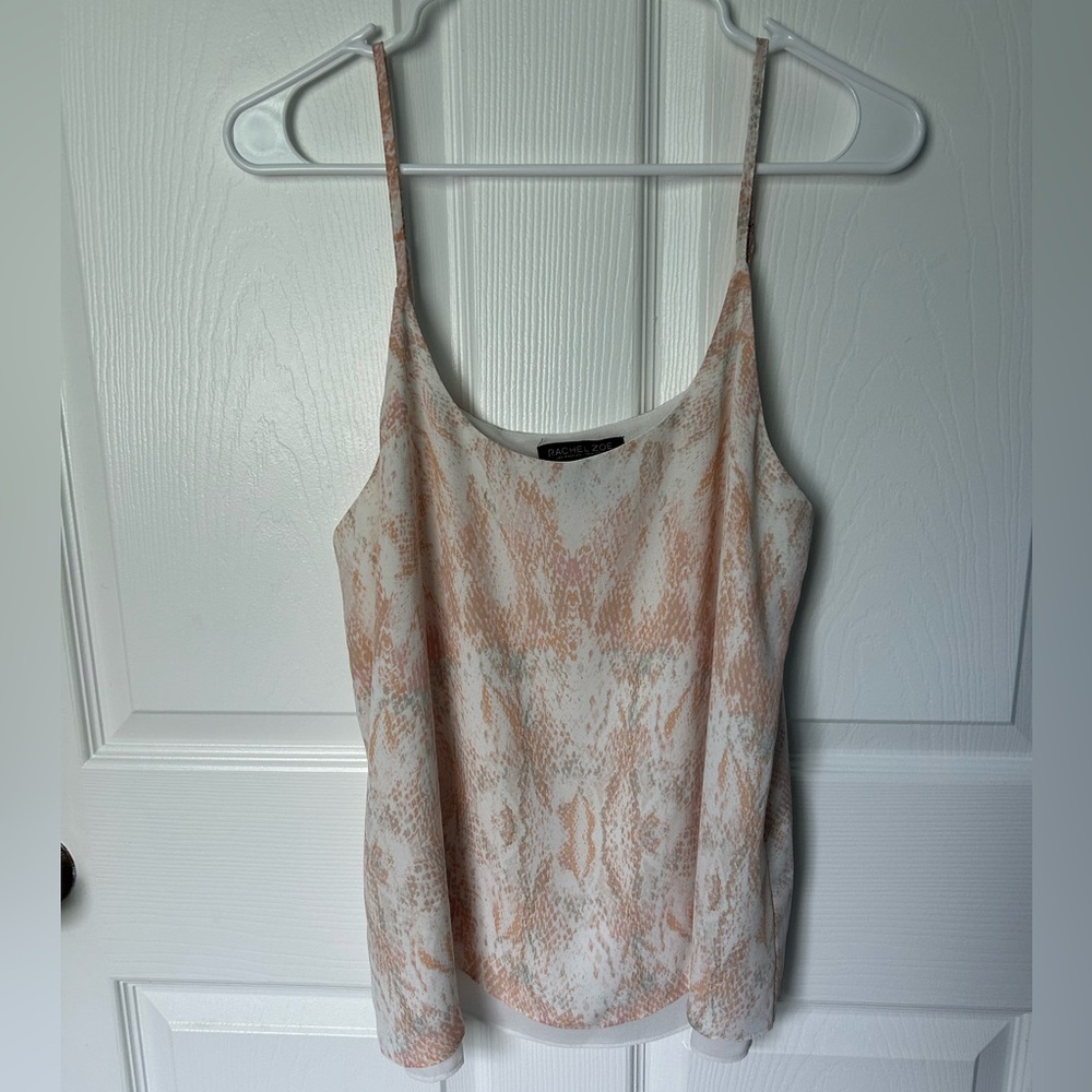 Rachel Zoe Peach & White Flowy Snake Print Sleeveless Tank Top Size Medium